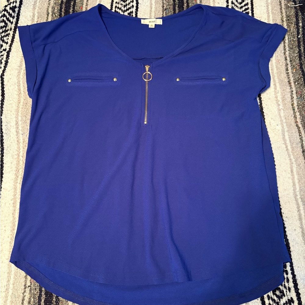 Mine Royal Blue Blouse with Gold Zipper